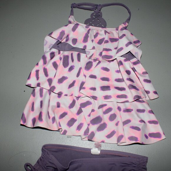 Purple 2 Pcs Justice Tankini Swimsuit Size 7 - Picture 2 of 10